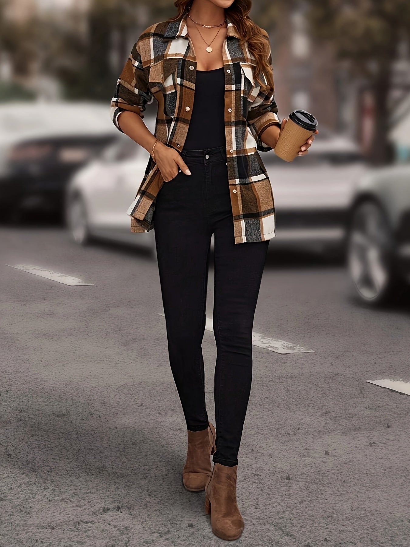 Femke | Geruit casual overhemd met lange mouwen