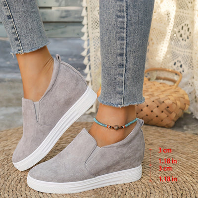 Nina | Effenkleurige casual verhogende dames sneakers