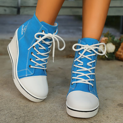 Lotte | Plain canvas ankle boots with a love pattern