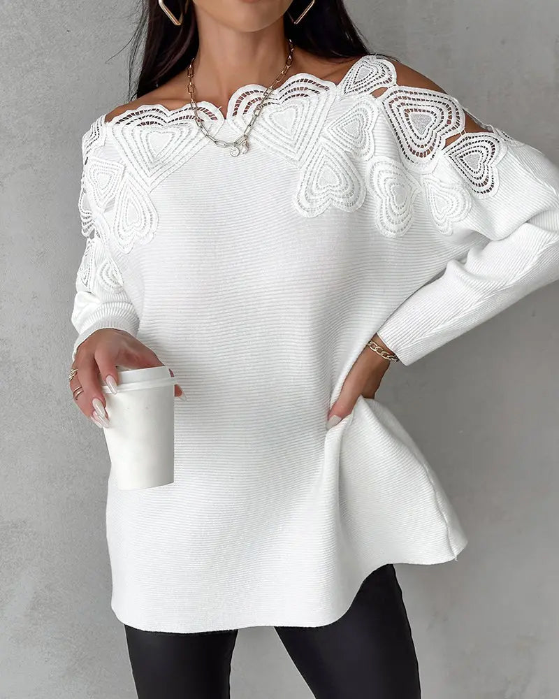 Margaux - Kanten Paneel Off Shoulder Tops