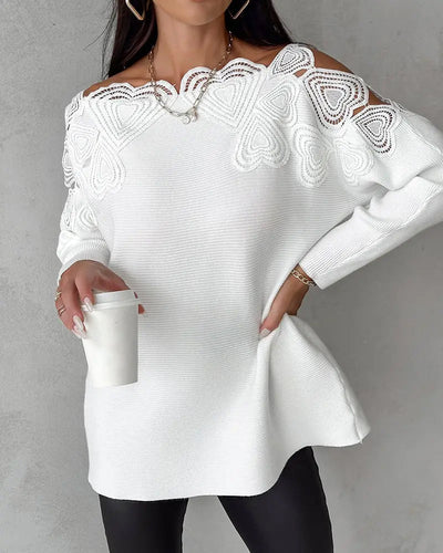 Margaux - Kanten Paneel Off Shoulder Tops