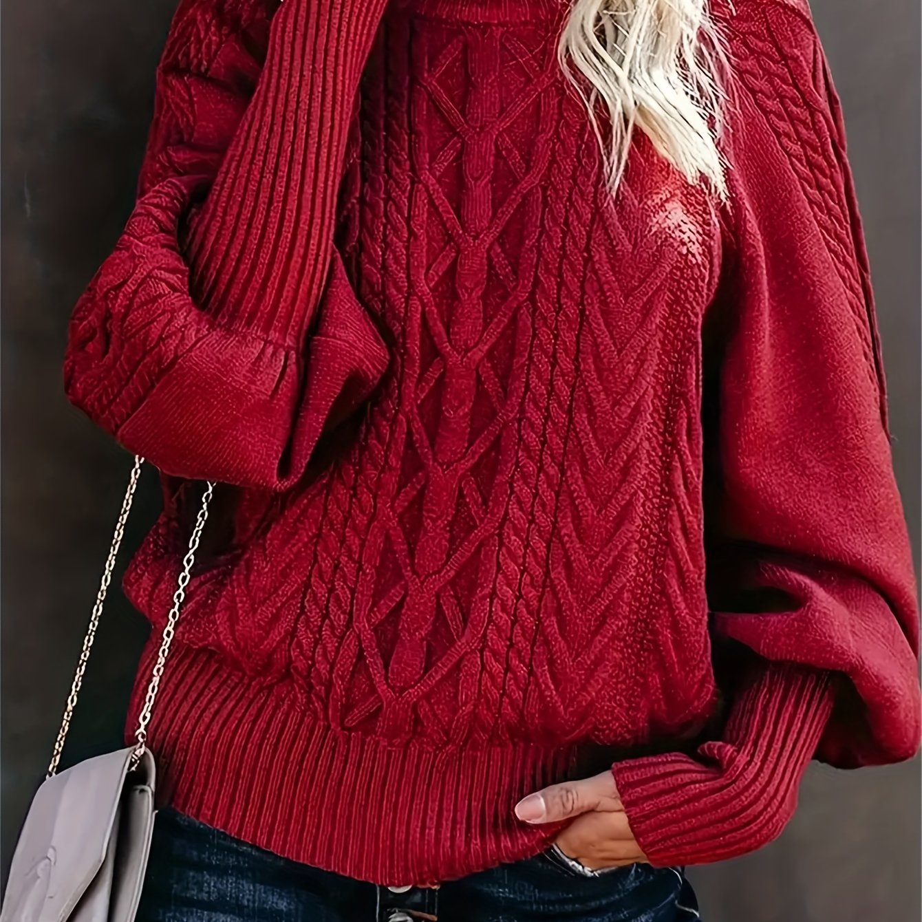 Fien | Cable-knit turtleneck sweater with dropped shoulders
