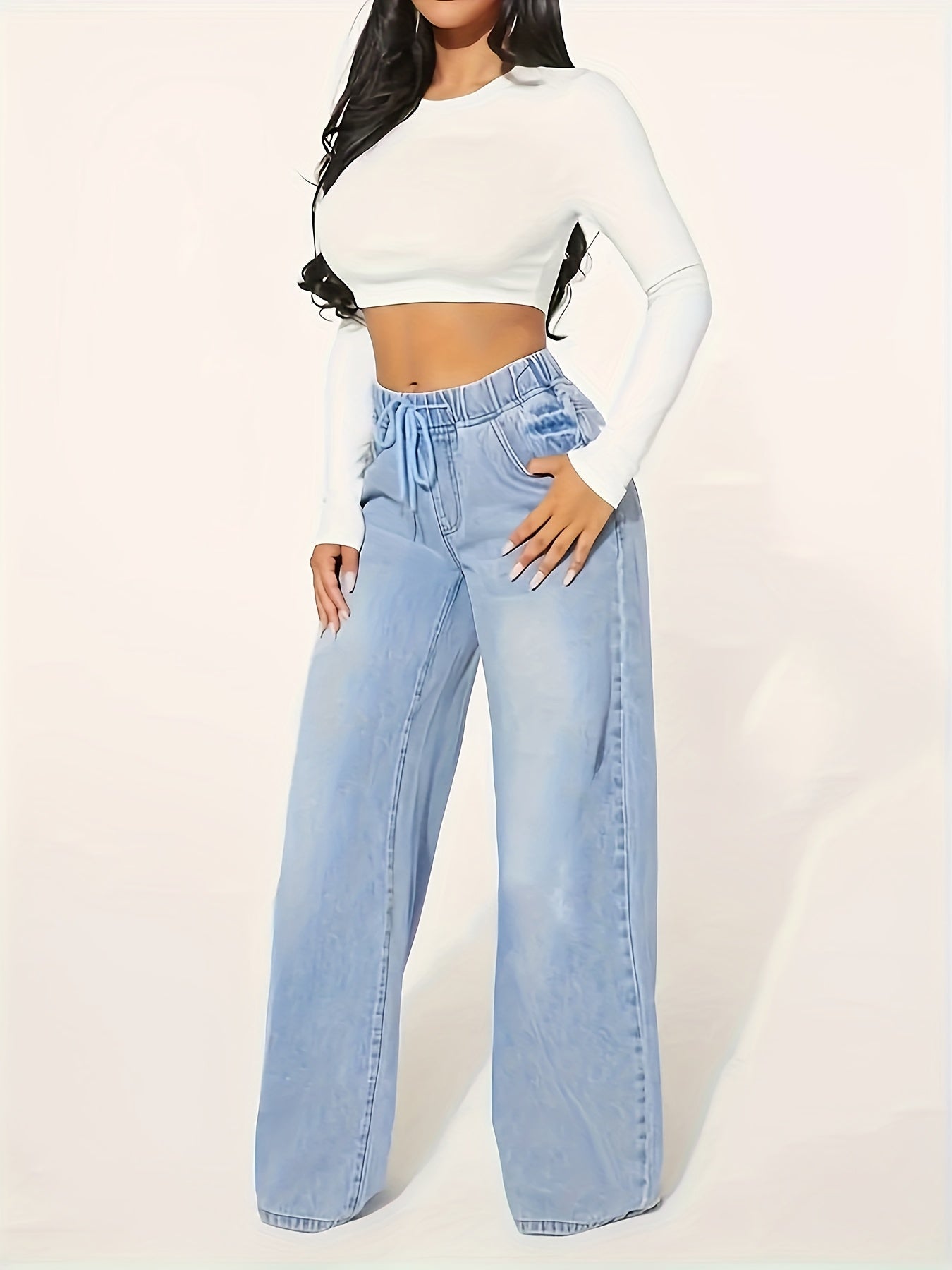 Sophie | Wijde pijpen jeans met elastische taille