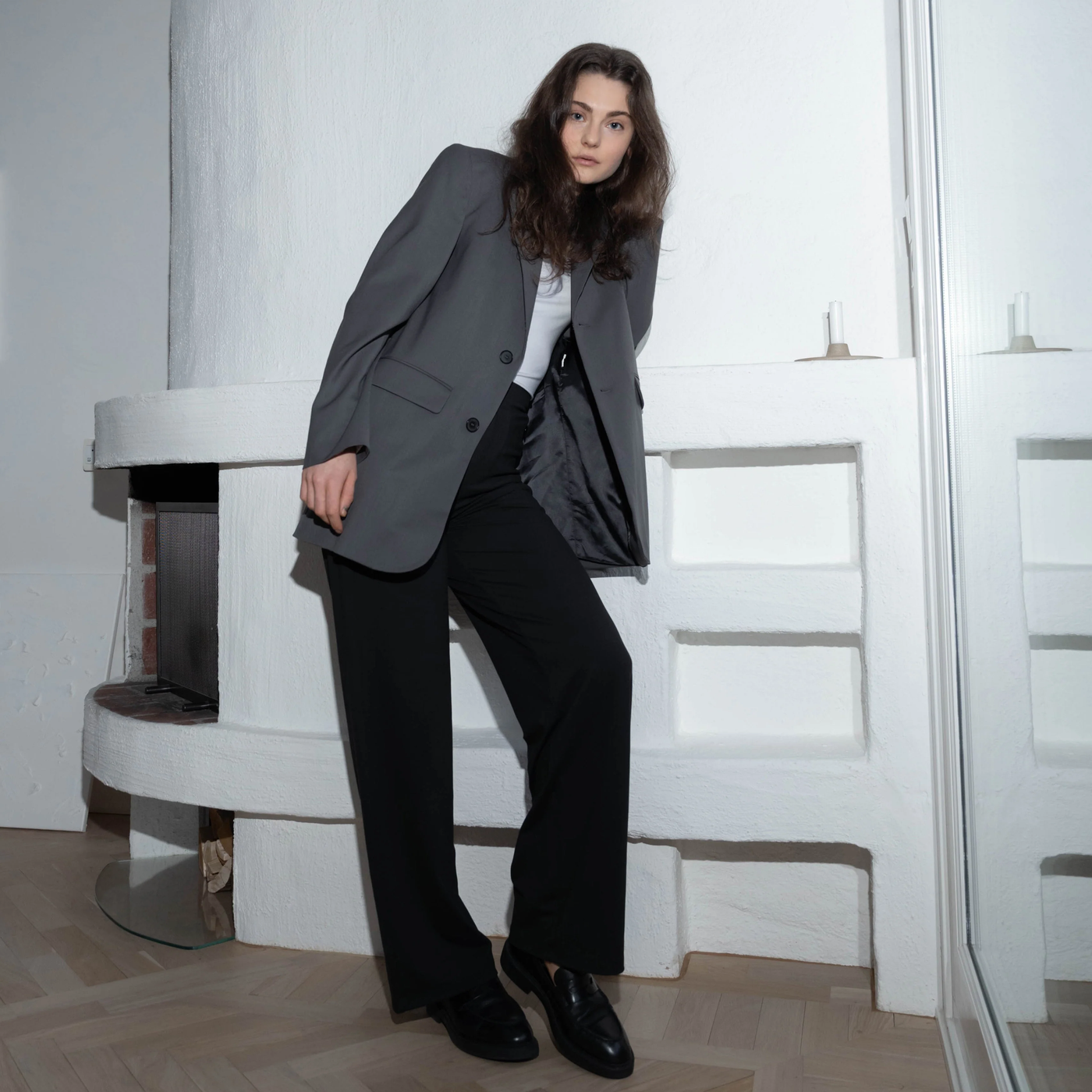 High-Waist Wide-Leg Trousers with Elastic Waistband 