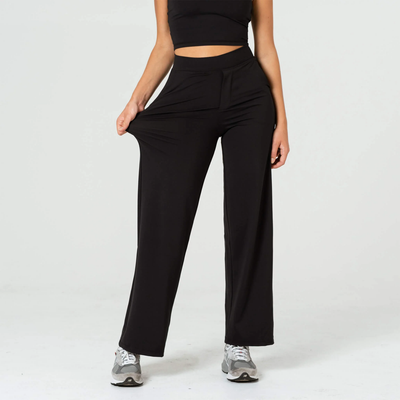 High-Waist Wide-Leg Trousers with Elastic Waistband 