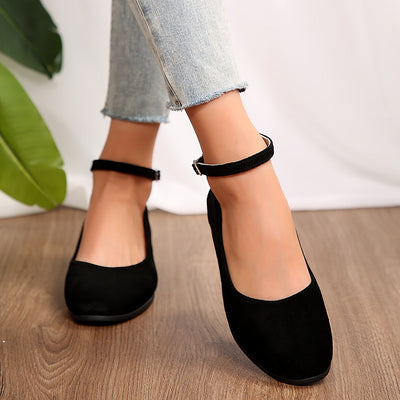 Lotte | Plain flannel ballet shoes with buckles