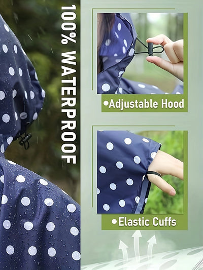 Femke | Lichtgewicht regenponcho-jack met stippenpatroon