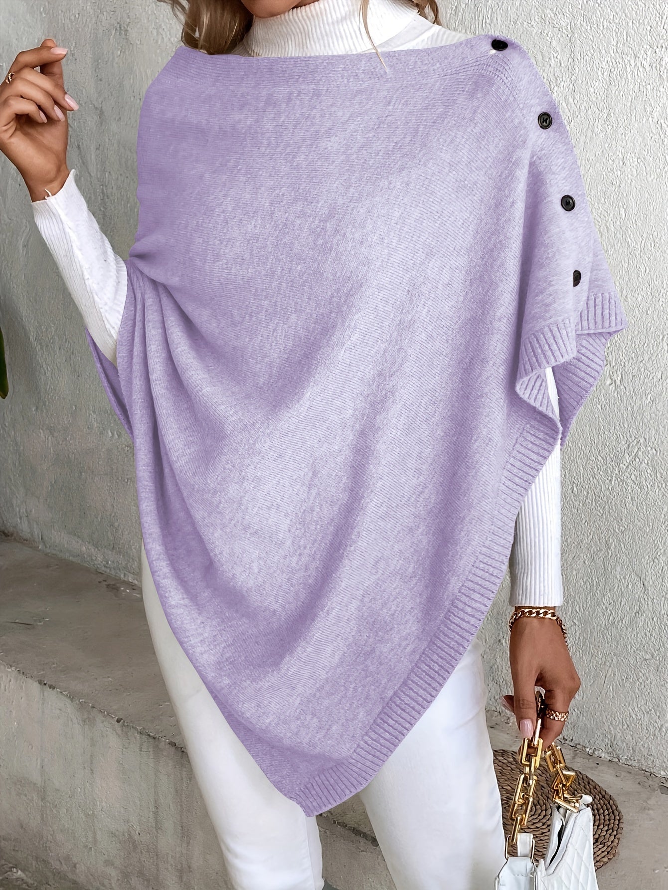 Eva | Plain knitted cape