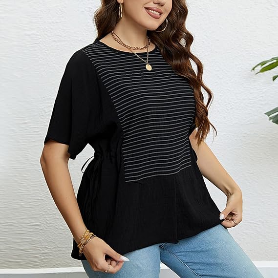 Elvira - Striped T-shirt with side slits
