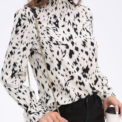 Eline | Blouse with full print and stand-up collar