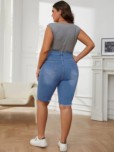 Emma | Effen blauwe denim shorts