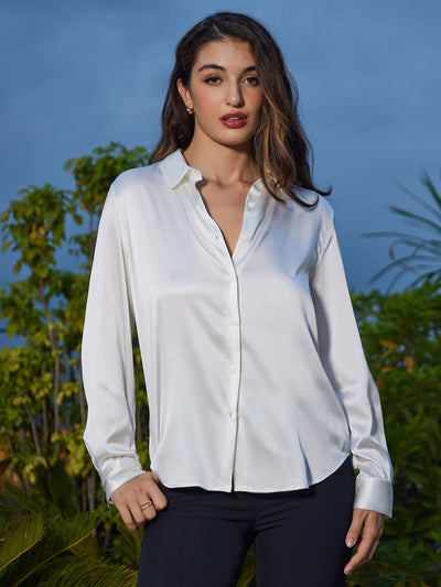 Clemence - Moderne Militaire Chic Dames Overhemd met Revers