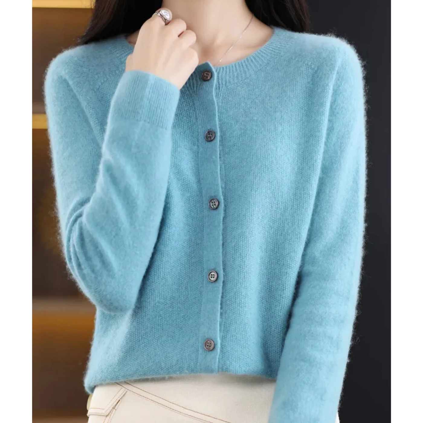 Knitted Cardigan with Buttons – Soft V-Neck Sweater