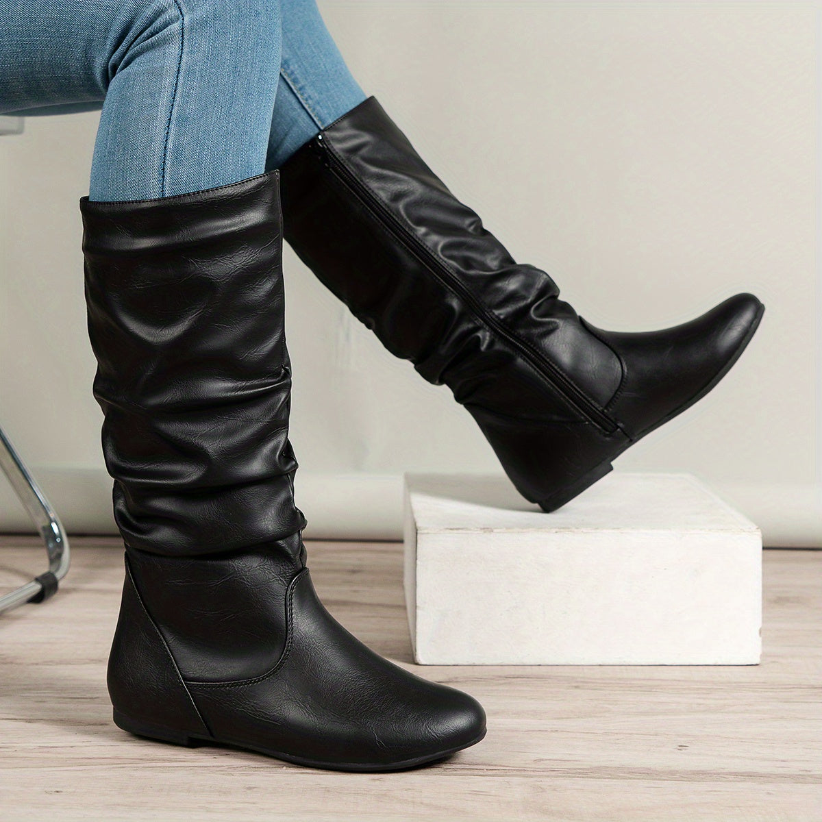 Nina | Retro women's riding boots with zipper