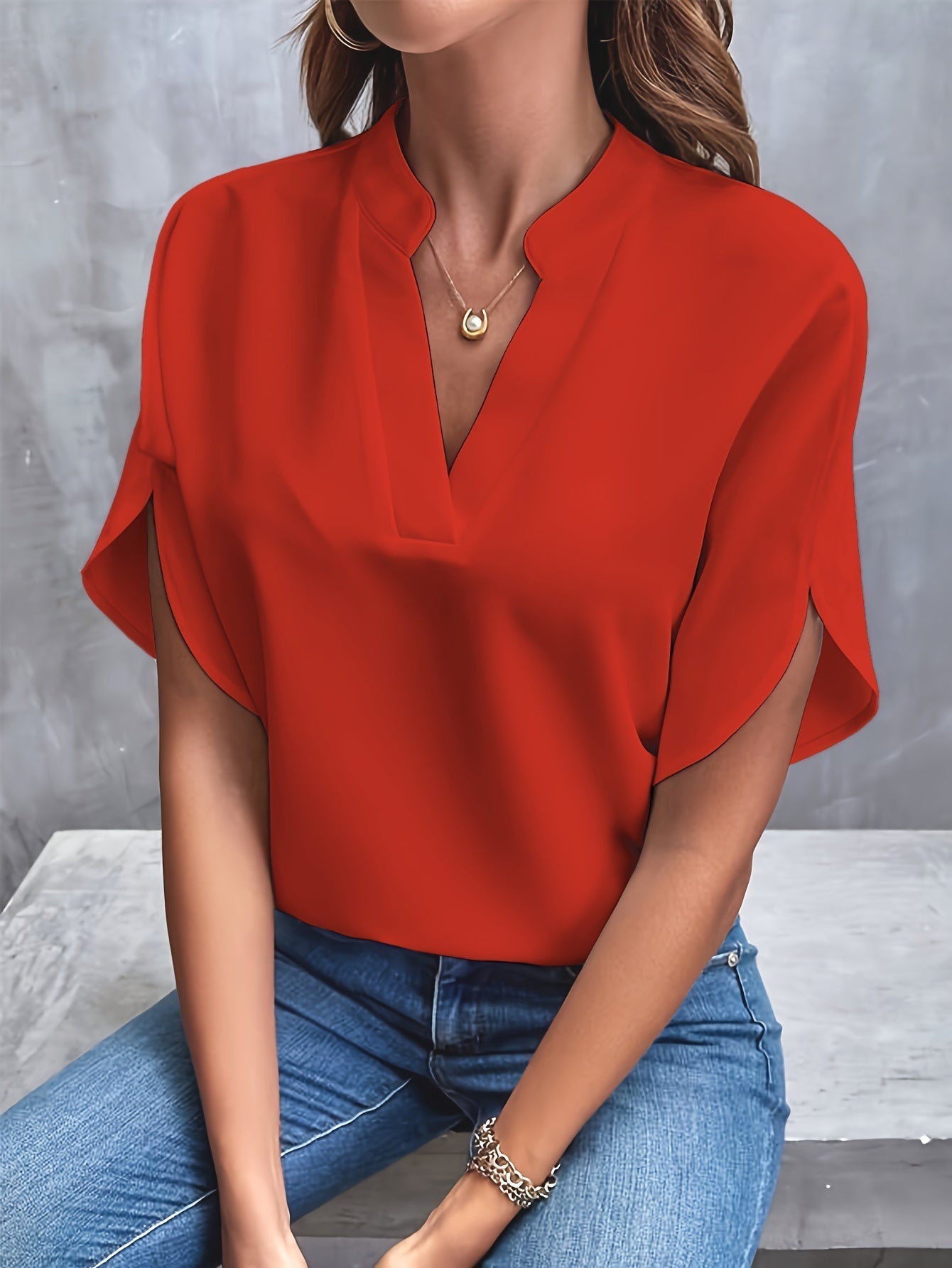 Lotte | Plain blouse with notch