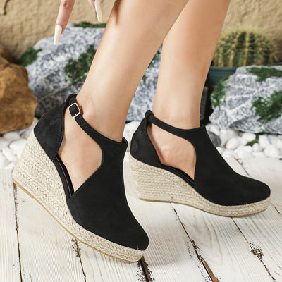 Elena | Elegant women's espadrille wedge heels with buckle closure