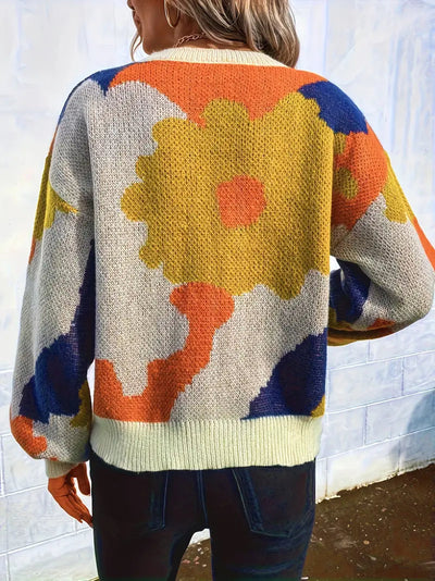 Juliette - Knitted Sweater with Floral Pattern | Artistic Style and Comfort