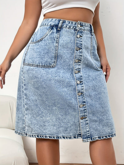 Femke | Plain washed blue denim skirt