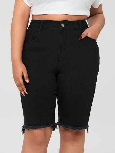 Emma | Effen blauwe denim shorts