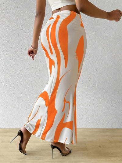 Nina | Elegante hoge taille bodycon rok met willekeurige print