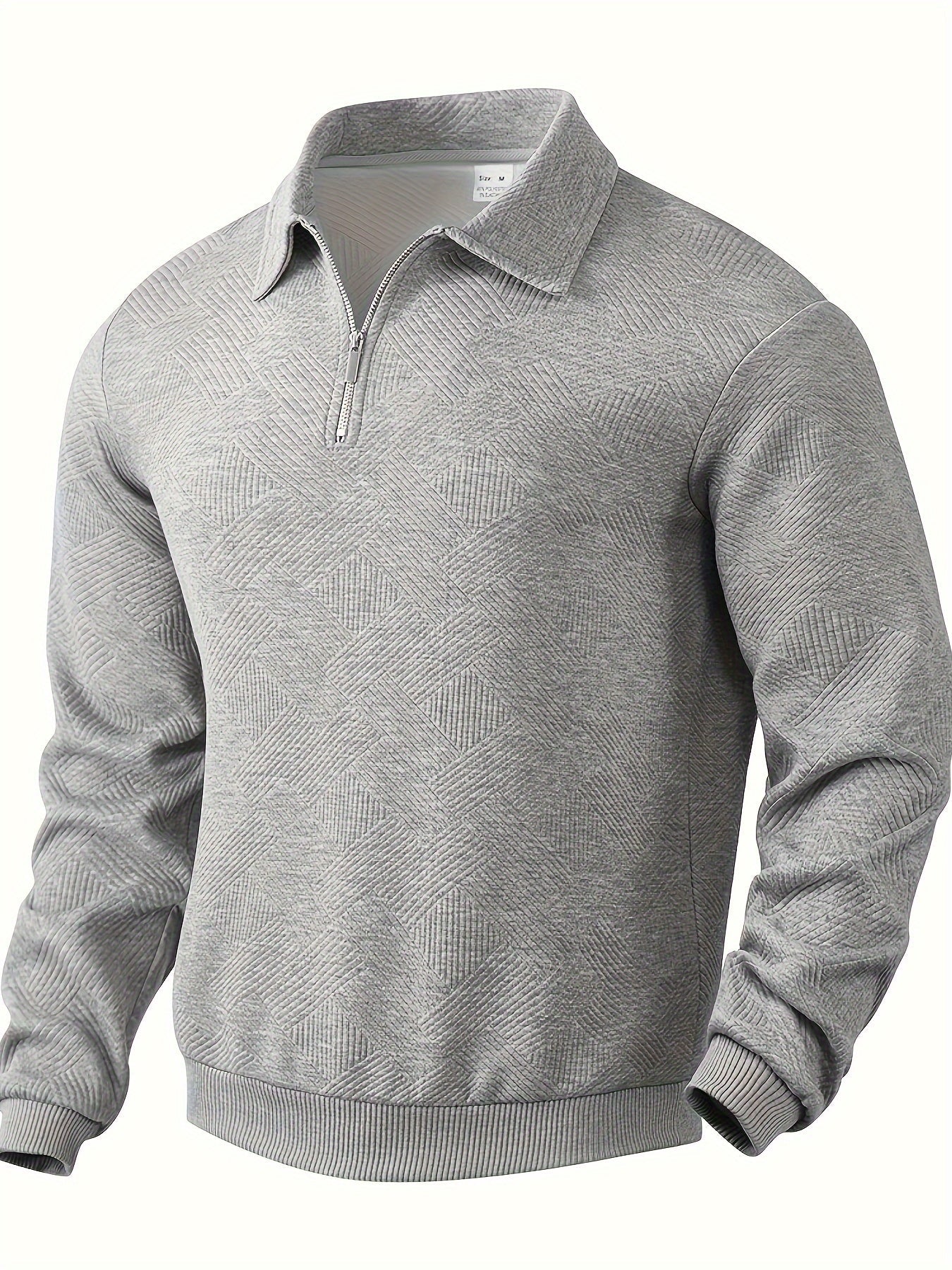 Daan | Geometrisch patroon pullover met rits en revers kraag