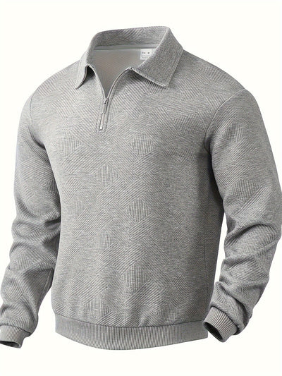 Daan | Geometrisch patroon pullover met rits en revers kraag