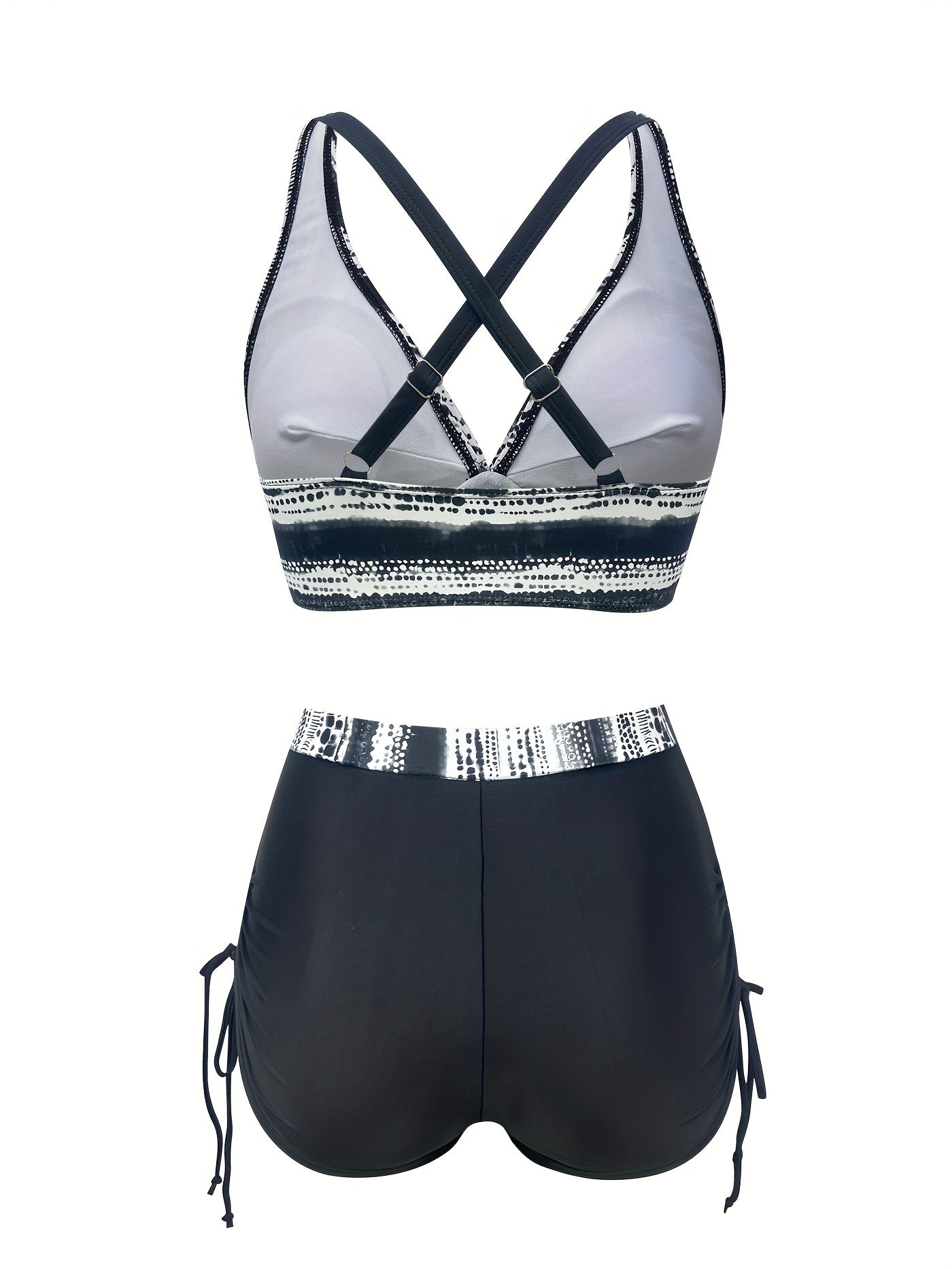 Luna | Two-piece tie-dye bikini with a V-neck and crossed straps 