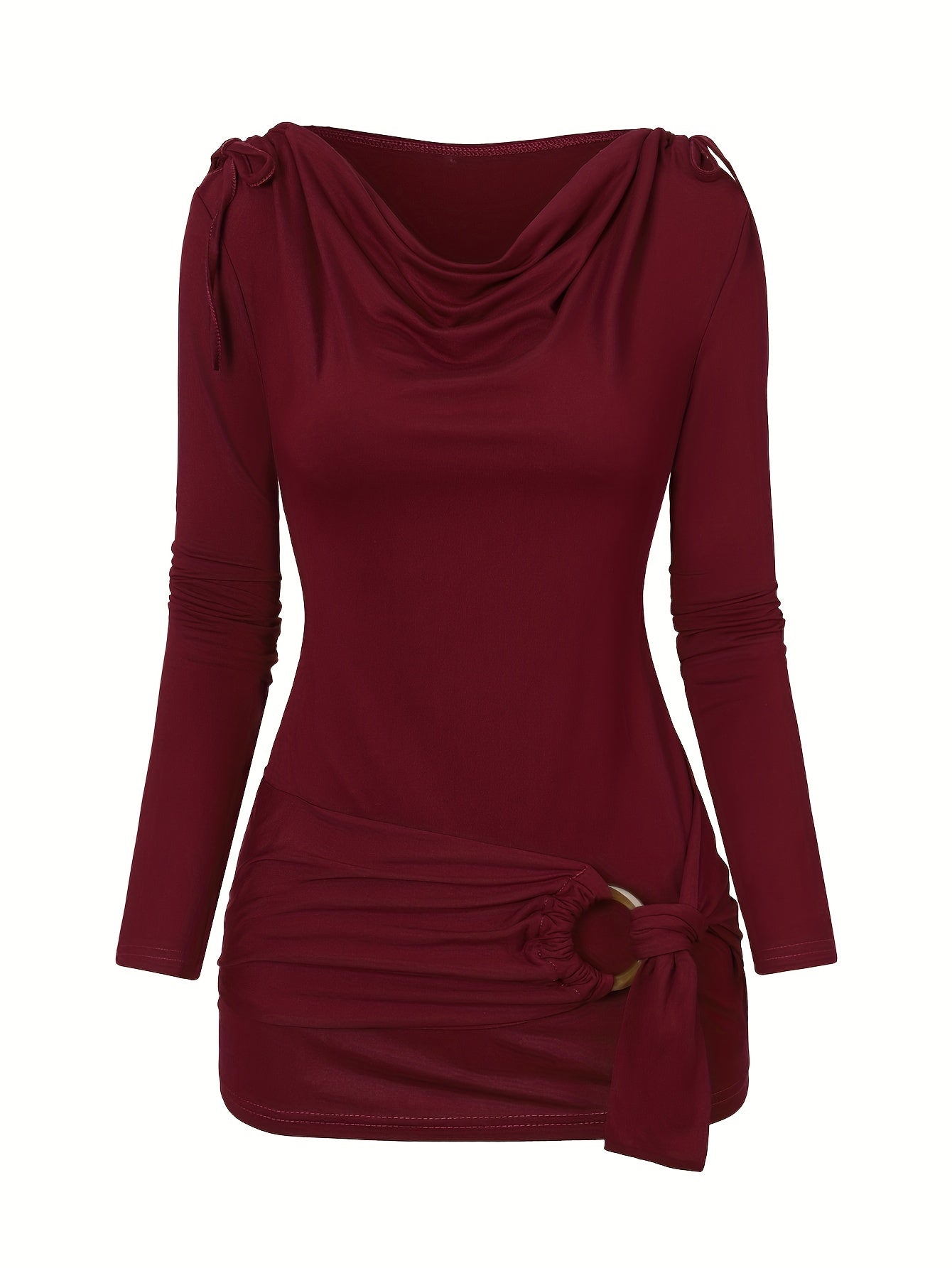 Isa | Elegant top with a waterfall neckline and decorative ruffles