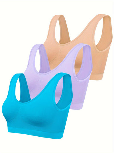 Sophie | Set van 3 effen tanktops & naadloze sport-bh