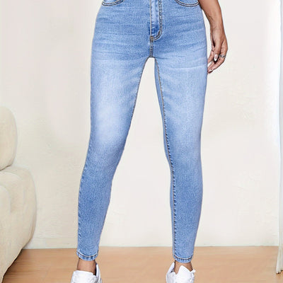 Emma | High-waisted skinny jeans in solid color