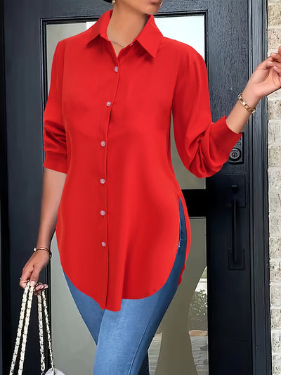 Elise | Elegant blouse with split button closure and long sleeves