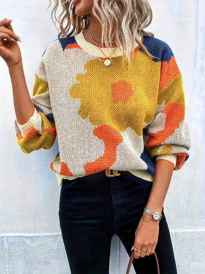 Juliette - Knitted Sweater with Floral Pattern | Artistic Style and Comfort