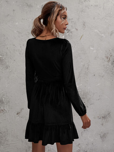 Lara - elegant fluwelen jurk met ruches