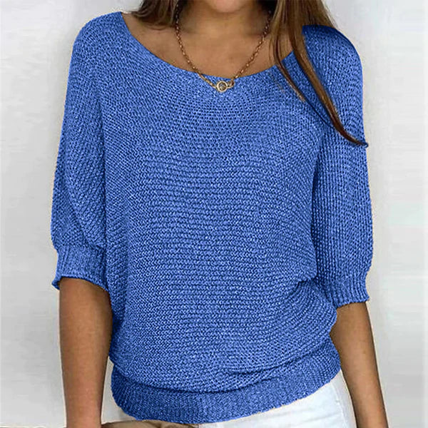Gebreide dames top – Casual model met 3/4-mouwen