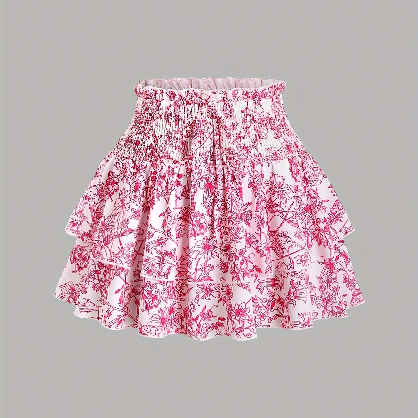 Fleurige hoge taille gelaagde rok