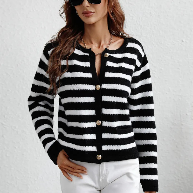 Raye - Klassieke Gestreepte Cardigan voor Vrouwen