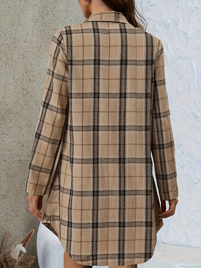 Elin | Elegante all-season overhemdjurk met willekeurige print en V-hals