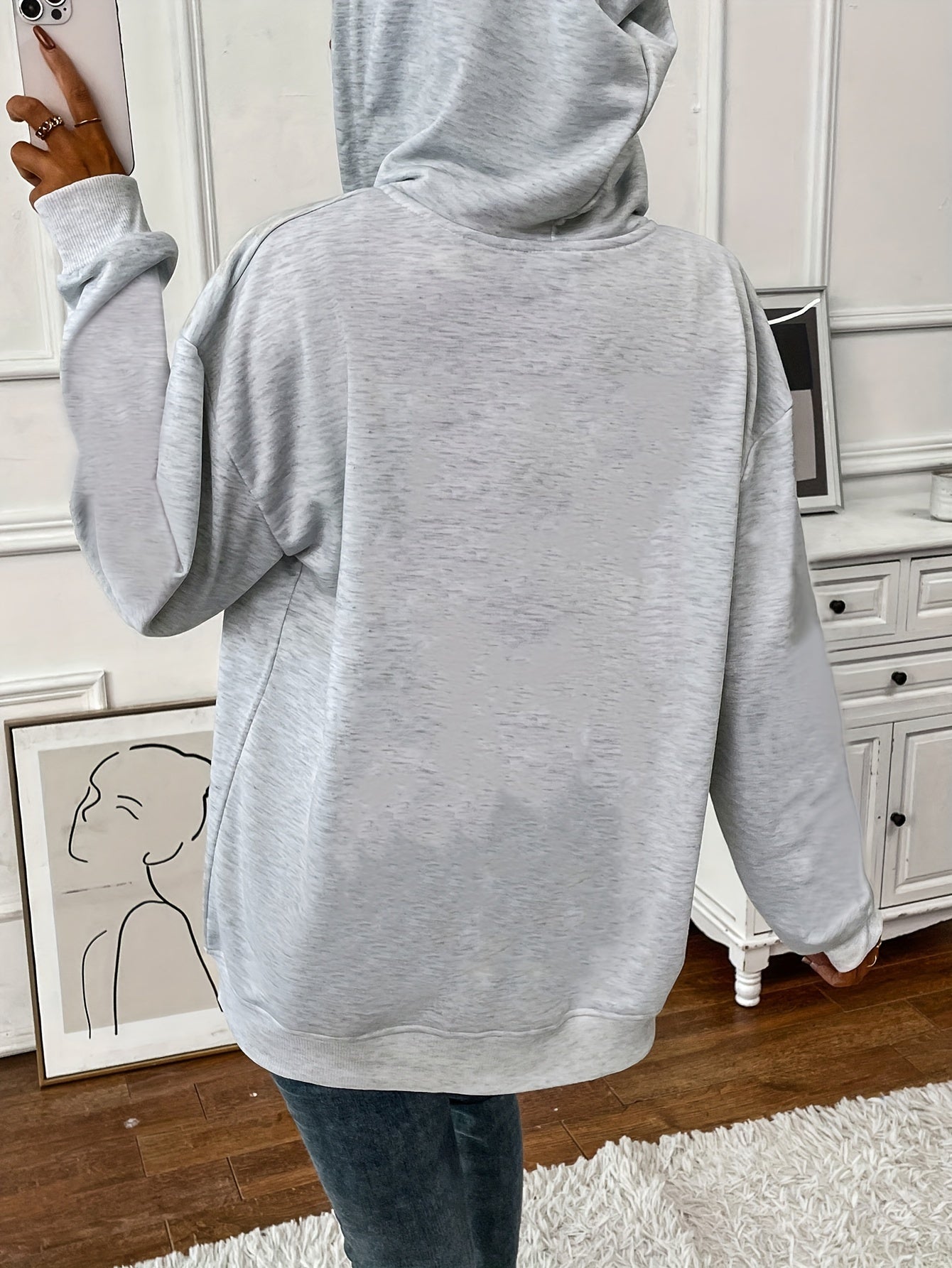 Stefanie | Stevige rits met trekkoord, losse hoodie met lange mouwen en zakken