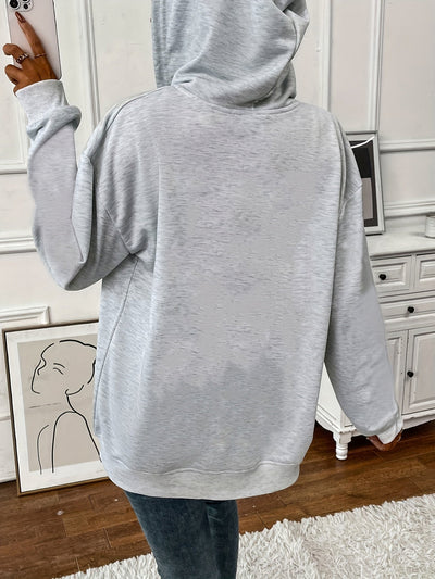 Stefanie | Stevige rits met trekkoord, losse hoodie met lange mouwen en zakken