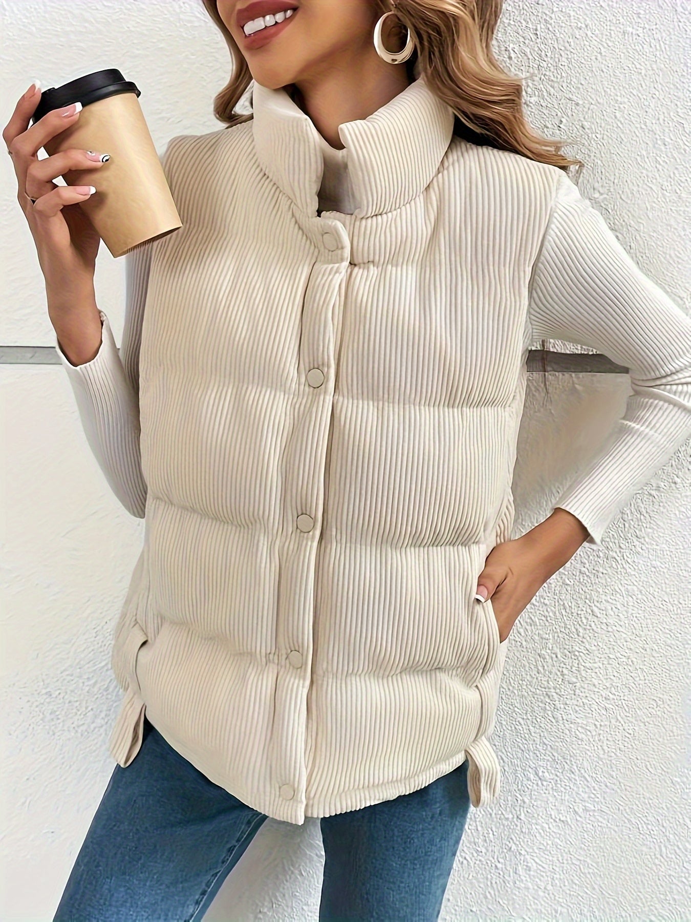 Noa | Gewatteerd corduroy gilet jack