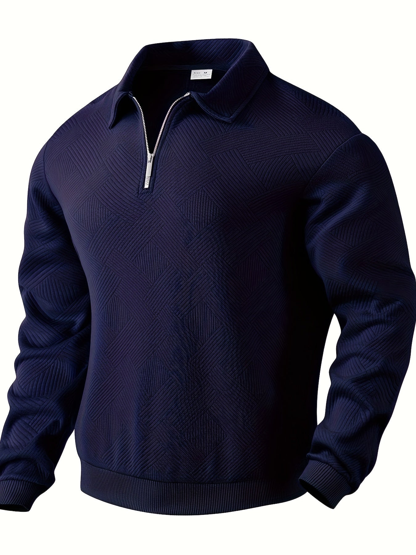 Daan | Geometrisch patroon pullover met rits en revers kraag