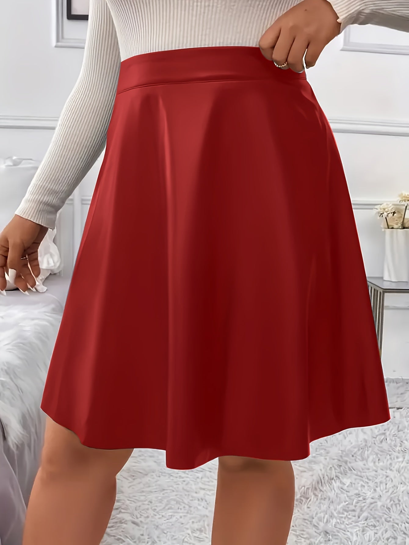 Elena | Elegant spring pleated skirt made of PU leather