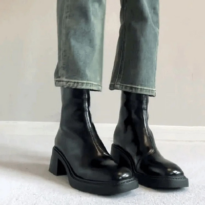 Women's square toe block heel ankle boots