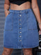 Evelien | Plus size casual denim skirt with large pockets and button closure