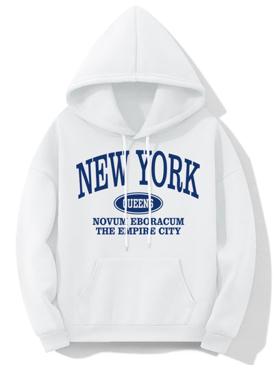 Nina | Hoodie met New Yorkse letterprint en kangoeroezak