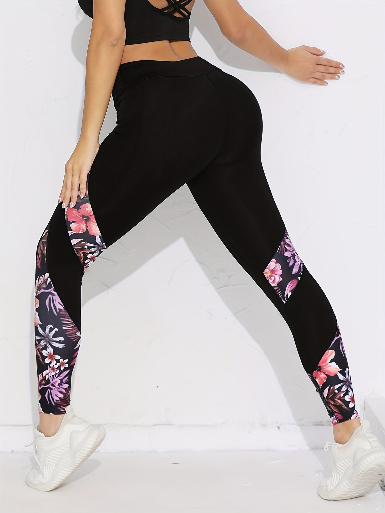 Femke | Hoge taille yogalegging met bloemenprint
