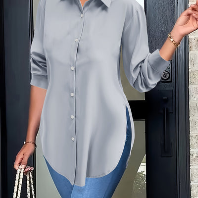 Elise | Elegant blouse with split button closure and long sleeves