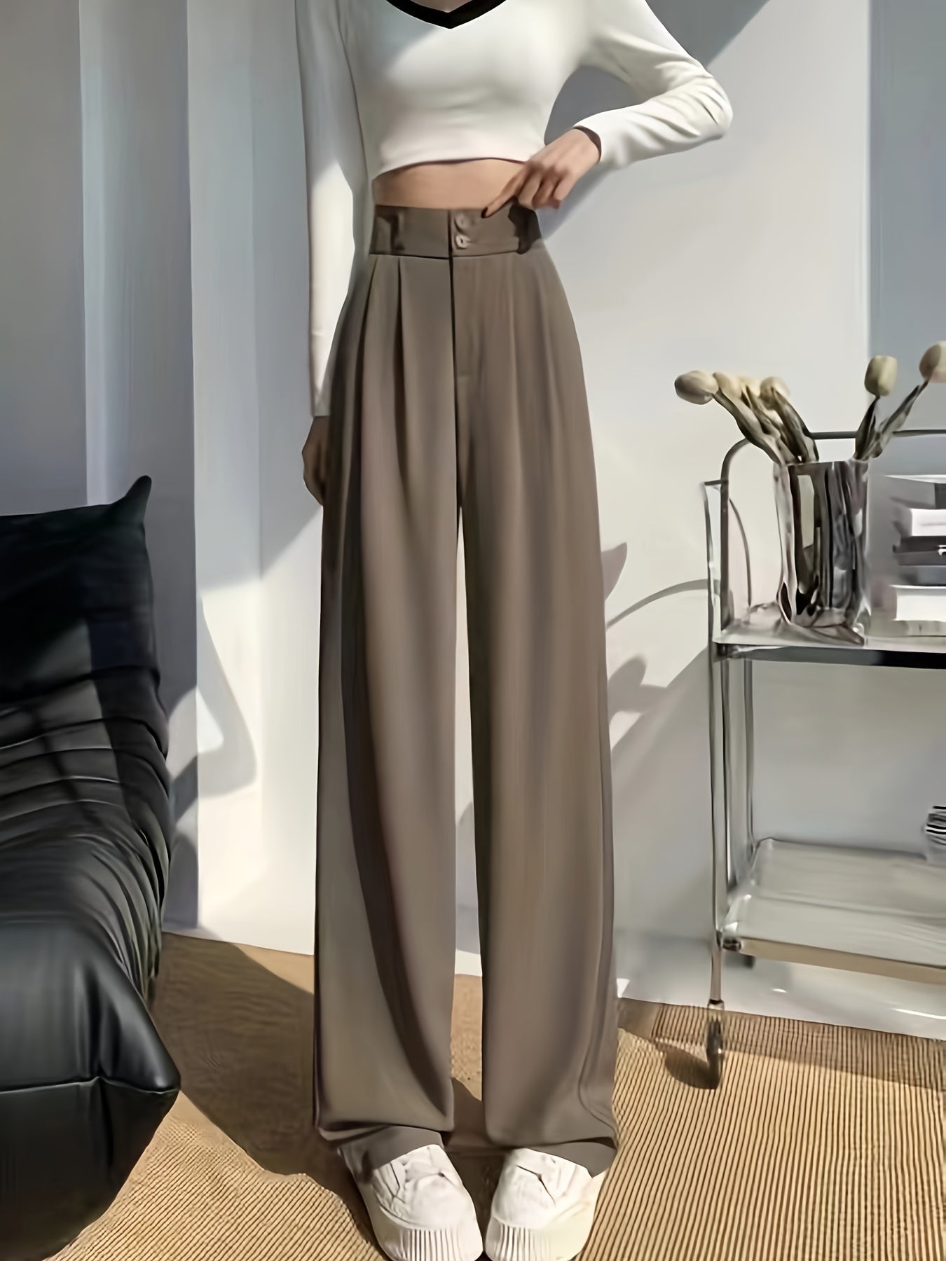 Emma | Casual dames chino broek met rits en rekbare stof