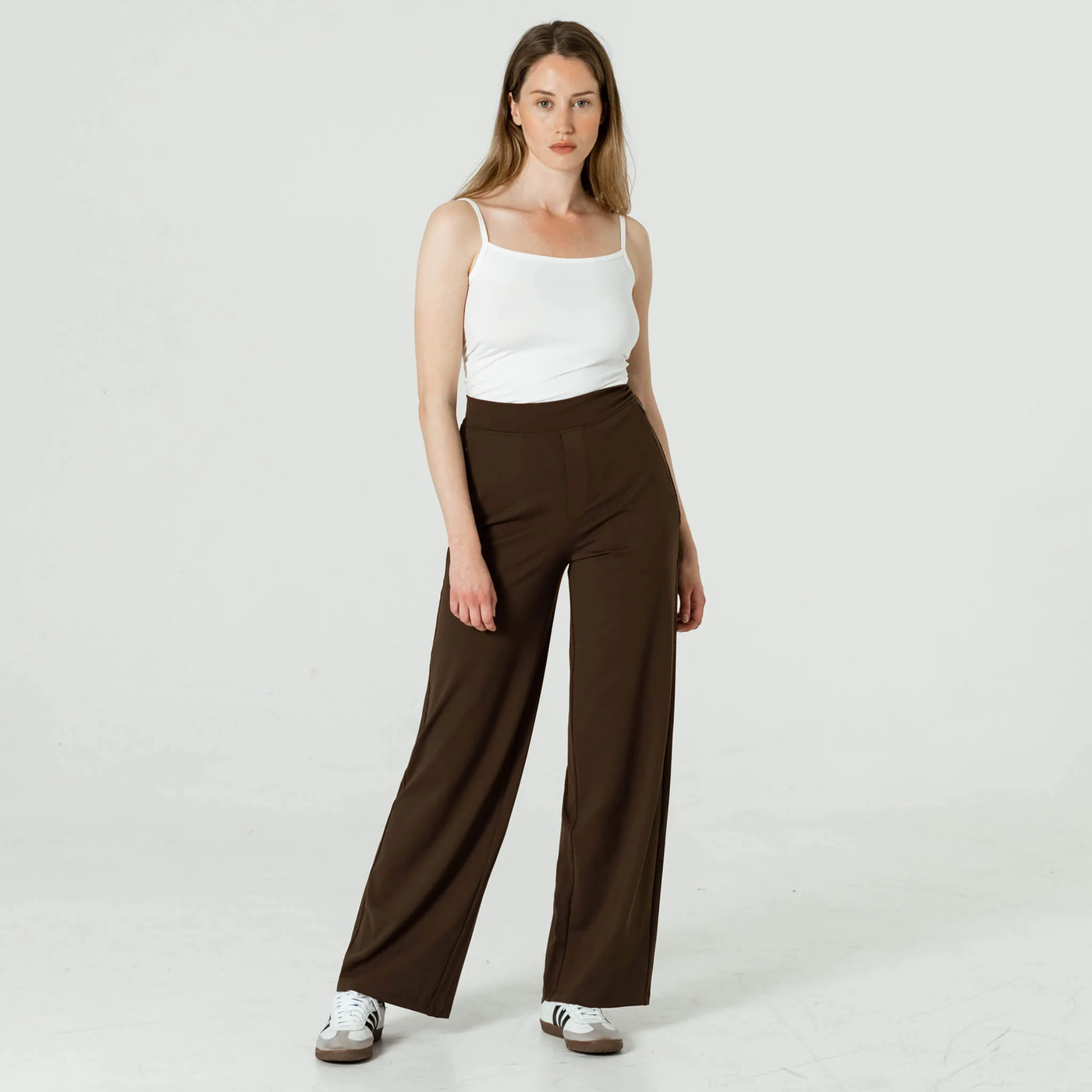 High-Waist Wide-Leg Trousers with Elastic Waistband 