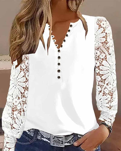 Yara – Blouse met Kanten Mouwen